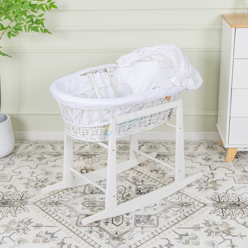 Moses Baby Basket Bassinet Crochet Diaper Changing Set