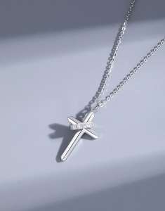 Collar de Joyería de Moda, Collar con Colgante, Joyería Fina, Collar de Plata 925, Joyería para Mujer, Plata de Ley 925, Joyería con Cruz - Product Image 2