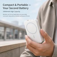 Batterie externe magnétique sans fil à charge ultra-rapide 22,5 W, haute capacité 10000 mAh, avec câbles intégrés Type-C 15W 18W 20W et support USB 2-en-1