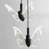 Lustre LED Moderne Minimaliste Créatif en Cristal Papillon à Hauteur Réglable pour Villa, Bâtiment Duplex, Escalier en Spirale, Doré