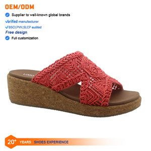 2026 personnalisation de la mode sandales compensées à sangle en tricot pour femmes avec plate-forme en liège - Product Image 1
