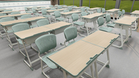 Chaises mobiles pour collège, mobilier de salle de classe, bureau et chaise pour enfants, bureaux et chaises en plastique pour étudiants, ensemble de mobilier scolaire