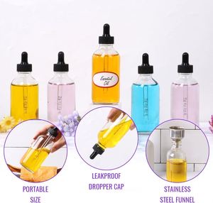 2oz 4 oz Clear Boston Round Glass Black Child Resistant <b>Dropper</b> <b>Bottle</b> 22mm 22-400 With Pipette - Product Image 4