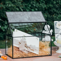 Boîte à cartes en verre en forme de maison en cuivre fait à la main Style simple Terrarium réception de mariage bijoux jardinière de table décor boîte à bijoux