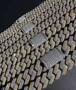 Último collar de eslabones de cadena cubana multicolor pesado de 10/14/18/MM chapado en oro de plata blanca para hombres - Product Image 2