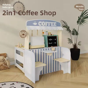 Ensemble <span class=keywords><strong>de</strong></span> <span class=keywords><strong>jeu</strong></span> en bois 2-en-1 Mini Coffee Shop Kitchen DIY Baby <span class=keywords><strong>Role</strong></span>-Playing Cooking Toy Paradise for Girls Boxed Small Shop - Product Image 3