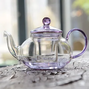 Custom High Quality Borosilicate Glass Tea Maker Cup Set Teapots Filtering Infuser Strainer Warmer Color Glass Teapot With 4 Cup