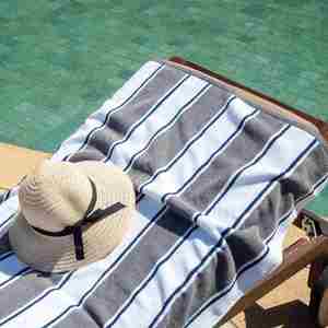 Custom 100% Cotton Terry Striped <b>Large</b> Oversized High Quality Beach Strong Water Absorbency Chair Covered <b>Towel</b> - Product Image 2