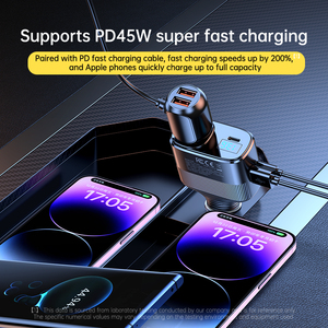 ที่ชาร์จในรถยนต์แบบเร็วพิเศษ 145W 4 พอร์ต 1USB 1PD 1type-c 1 อะแดปเตอร์ สำหรับ iPhone Samsung Galaxy iPad แล็ปท็อป ชาร์จเร็ว - Product Image 3