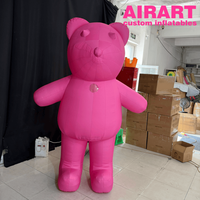 Kostüm Rosa Bären-Maskottchen für Jubiläumsveranstaltungen Interaktive Requisiten, Aufblasbares Rosa Bären-Maskottchen-Kostüm für Partydekoration