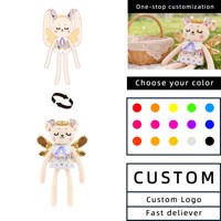 Bracelet claquant personnalisé en peluche Lapin Ange, animal en peluche doux, pour enfants, cadeaux de fête, unisexe
