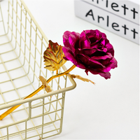 Rose artificielle en tissu plaquée or 24 carats, cadeau créatif moderne pour mariage, pour la Saint-Valentin