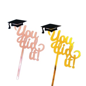 Décorations de gâteaux en acrylique pour la saison des diplômes, inserts de drapeaux de célébrités d'Internet, cartes de cérémonie pour étudiants, décorations de gâteaux - Product Image 1