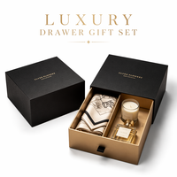 Boîtes cadeaux de parfum en carton de luxe pliables avec logo personnalisé imprimé en couleur noire, emballage en boîte à tiroir