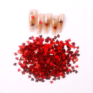 TSZS Factory Supply Rote dünne Glitzer flocken Ahornblätter Nägel Pailletten für Nail Art Salon Nail Art Dekoration Zubehör Werkzeug - Product Image 2