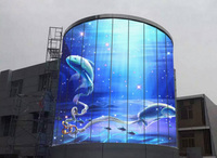 Film d'affichage LED en couleur Ultra-mince Transparent de forme ronde, écran Transparent de mur HD d'extérieur de magasin de bijoux de centre commercial