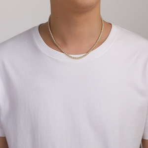 Cadena con Forma de Corazón, 3 Circonitas, Cadena de Tenis, Cobre con Microincrustaciones de Circonita, Collar Hip-hop de Una Sola Fila, Moda Tanjing - Product Image 3