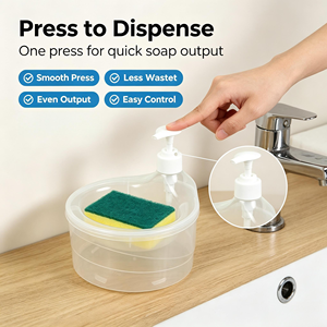 Distributeur de savon de cuisine en gros, distributeur de savon rond pour évier, distributeur de savon à pression, distributeur de savon avec support pour éponge - Product Image 2