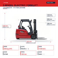 Chariot élévateur électrique au lithium Pulun CPD25 2t 3t 4x4 avec déplaceur latéral électrique, pneus pneumatiques, hauteur personnalisable, tout-terrain, robuste