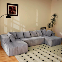 Canapé modulaire sectionnel en forme de U, style nordique, compressé sous vide, sans structure, pour appartement et salon - Atunus