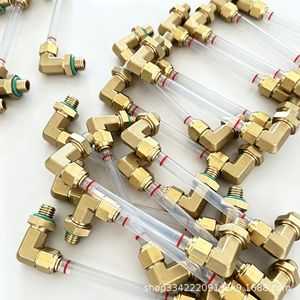 Jauge de niveau d'huile hydraulique LiuGong en laiton pour excavatrices avec tube transparent et connecteurs en forme de L - Product Image 4