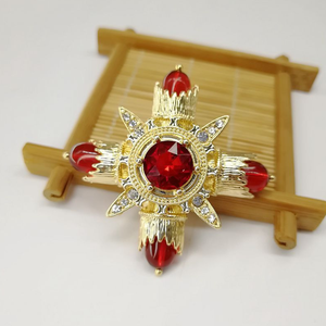 Broche <span class=keywords><strong>de</strong></span> Cruz con diamantes <span class=keywords><strong>de</strong></span> imitación <span class=keywords><strong>para</strong></span> <span class=keywords><strong>mujer</strong></span>, pasador grande <span class=keywords><strong>de</strong></span> Metal, barroco rojo, Vintage, <span class=keywords><strong>ropa</strong></span>, bufanda, Clip, joyería, nuevo - Product Image 2
