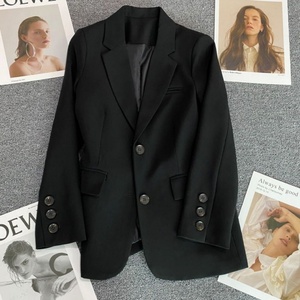 Blazer tissé uni kaki pour femme, style haut de gamme 2023, décontracté <span class=keywords><strong>et</strong></span> élégant, veste tendance en <span class=keywords><strong>laine</strong></span>/<span class=keywords><strong>soie</strong></span> - Product Image 6