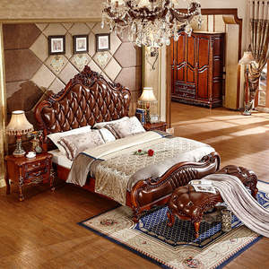 אירופאי סגנון אמריקאי בסגנון יוקרתי חדר שינה זוגי 1.8 מ מיטה העליונה שכבה אמיתית עור אוזניות יצרן מיטה - Product Image 3