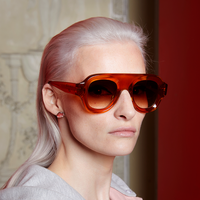 Lunettes de soleil LMA 2410 rétro années 70, verres CR39, champagne orange, femmes, élégantes, rectangulaires, épaisses, surdimensionnées, design masculin, acétate