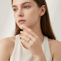 Bague ZG romantique torsadée à double anneau avec cœur en zircon cubique, pavé étincelant, en laiton plaqué rhodium pour femme