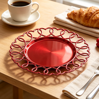 Assiettes de présentation en plastique Woju, électroplaquées rouges, pour dîner d'anniversaire, fête de la Saint-Valentin et décoration de table romantique