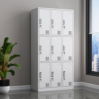 Armoire en acier moderne à 9 portes, armoire en métal, armoire de rangement, armoire à chaussures, adaptée aux bureaux à domicile, aux dortoirs, aux hôpitaux, aux gymnases