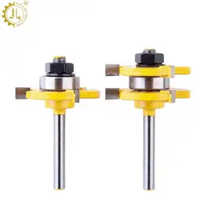 6.35Mm Schacht Hout Frees 3 Tanden Tong Groove Set Vloeren Router Bit Tong En Groef Router Bit