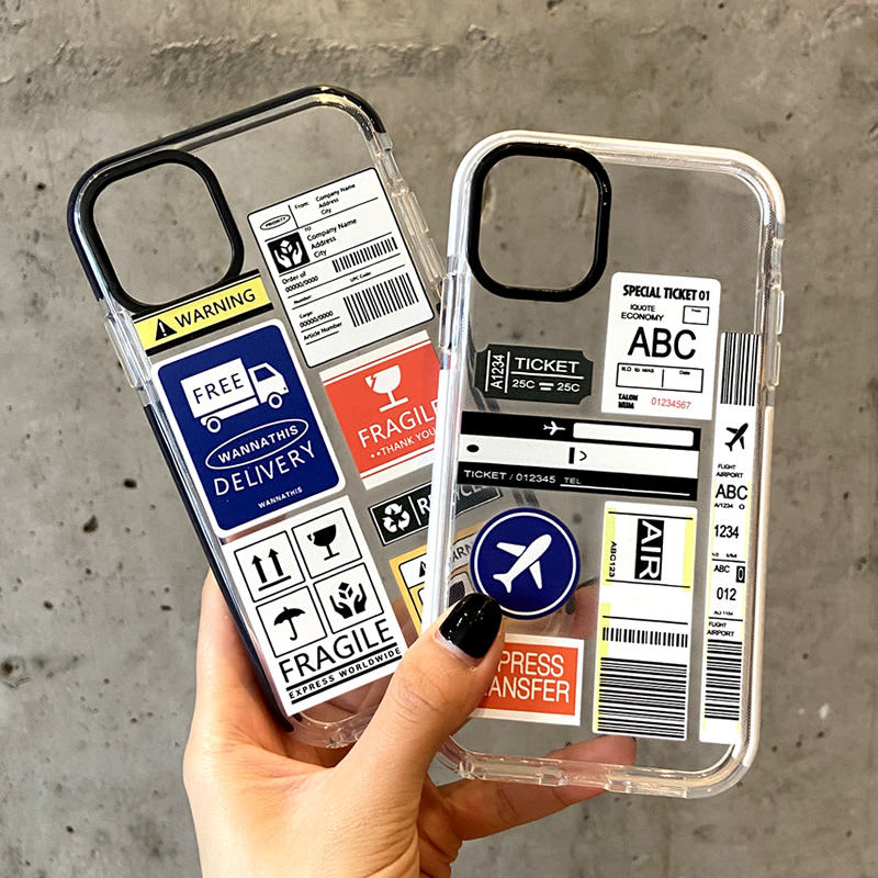 New Stylish Express Air Tickets Boarding Pass Design Clear TPE TPU Cell  Phone Case for iPhone 12 11 Pro Max XR Xs SE 2020
