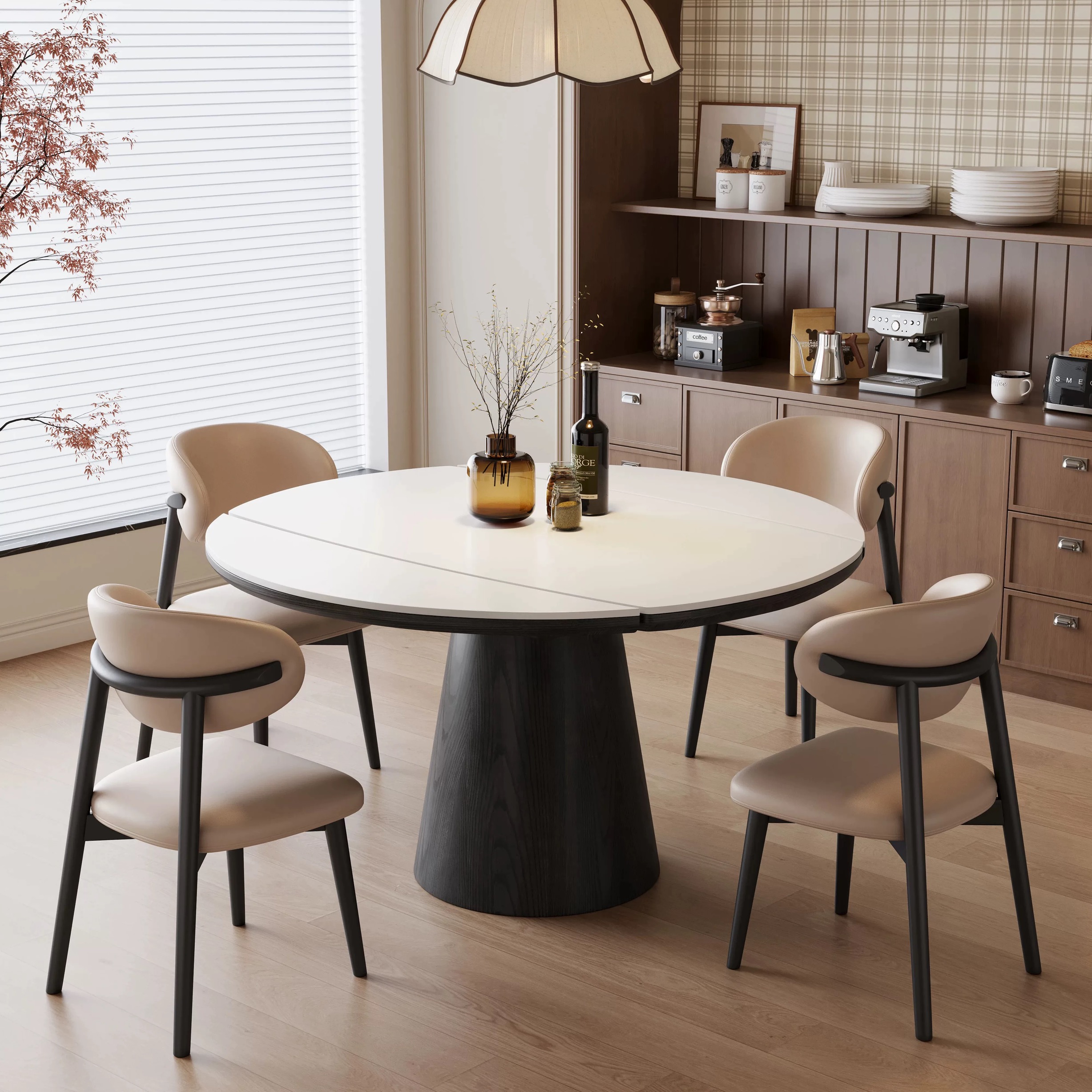 small round dining table set