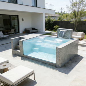 Diseño Rústico de Piscina con Piedra Natural y Elementos de Madera en la Plataforma - Product Image 2