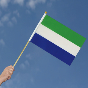 2024 Usine Offre Spéciale Sierra Leone Poteau en bois Drapeau agité à la main pour les vacances générales - Product Image 5