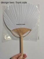 Éventail en papier de bambou brut blanc uni fait main sur mesure en gros, fournitures promotionnelles pour fêtes avec logo pour mariages et bals