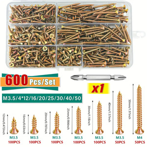 Tapping Screws 600pcs Carbon Steel Color Zinc Phillips Countersunk Head Drywall Screws Imperial Inch Standard Use - Product Image 2