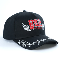 Yukaihe, venta al por mayor, diseñador personalizado, bordado, Logo, ala, 5 paneles, gorras de Golf, tela de algodón, moda, hombres, Snapback, gorra de béisbol