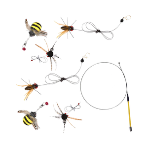 Jouet pour <span class=keywords><strong>chat</strong></span> réaliste <span class=keywords><strong>et</strong></span> écologique, grande tête d'insecte de remplacement, plume, fil de fer, cloche, baguette de stimulation, exercice, petit insecte volant - Product Image 1
