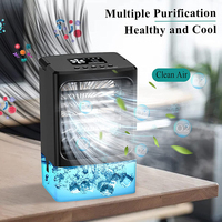 Mini enfriador de aire portátil con humidificador, 170ml, atomización, 600ml, control remoto, luz romántica de 7 colores
