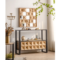 Table d'appoint d'entrée de couloir en bois moderne, Base de meubles de salon, Design créatif, Table Console avec tiroirs en fer forgé