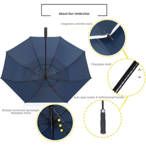 Parapluies de <span class=keywords><strong>golf</strong></span> imprimés à double couche, parapluie de <span class=keywords><strong>golf</strong></span> ventilé et résistant, logo personnalisé, coupe-vent - Product Image 4