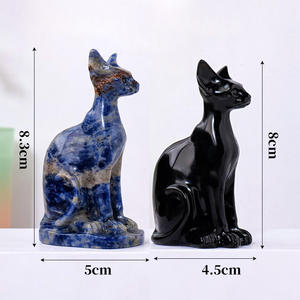 Sculpté à la main Reiki cristal naturel égyptien <span class=keywords><strong>Mau</strong></span> Sodalite Quartz Animal Art Sculpture guérison Pierre Sculpture - Product Image 3