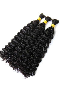 Extensions de cheveux humains brésiliens Remy en vrac, bouclés profonds style Boho, pour <span class=keywords><strong>micro</strong></span>-tressage, ondulés effet mouillé, ondulations Water Wave, double trame, pour pose à la machine - Product Image 5