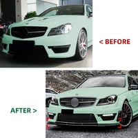 Lèvre de pare-chocs avant en fibre de carbone noire en PP, spoiler avant pour Mercedes Benz Classe C W204 Facelift C63 AMG 2011-2014