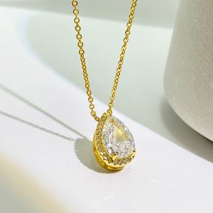 Collares de Joyería de Moda de Lujo, Collar con Colgante de Gota de Agua con Circonita Cúbica Chapada en Oro de 18K para Mujer - Product Image 1