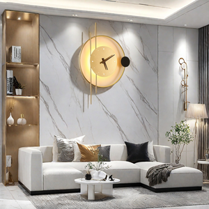 Với Vàng Sắt Đầu Giường Trong Nhà Phòng Khách Chiếu Sáng 220V Phòng Ngủ Treo Tường Nghệ Thuật Hiện Đại <span class=keywords><strong>LED</strong></span> Đồng Hồ Đèn Tường - Product Image 6