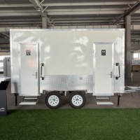 Toilettes de camping extérieures de 4 m, structure en acier mobile, remorque de toilettes, fabriquées en panneaux sandwich durables